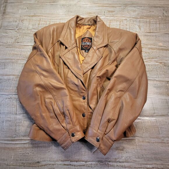 Lucky Leather Inc Womens Medium Leather Jacket Brown Large Blazer